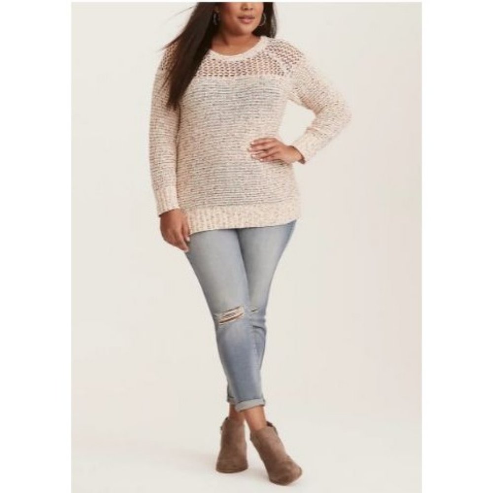 Torrid Women’s Open Stitch Yoke Raglan Sweater  XL